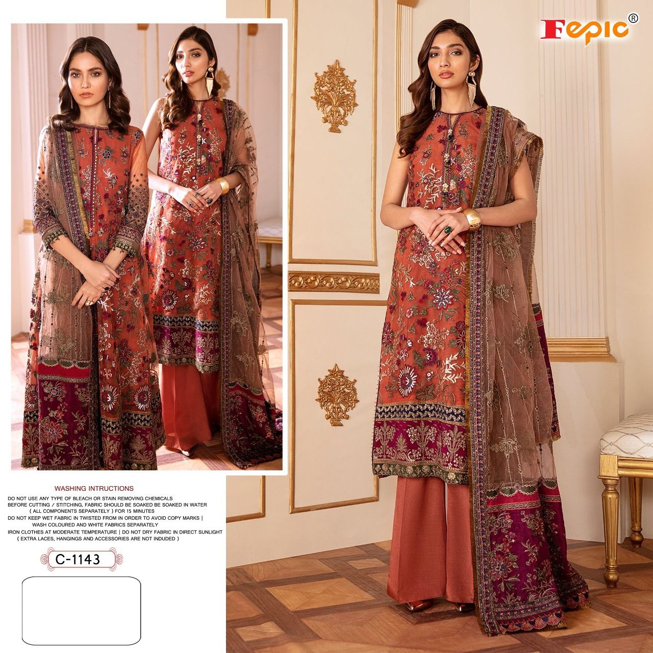 fepic rosemeen c 1143 georgette regal look salwar suit single