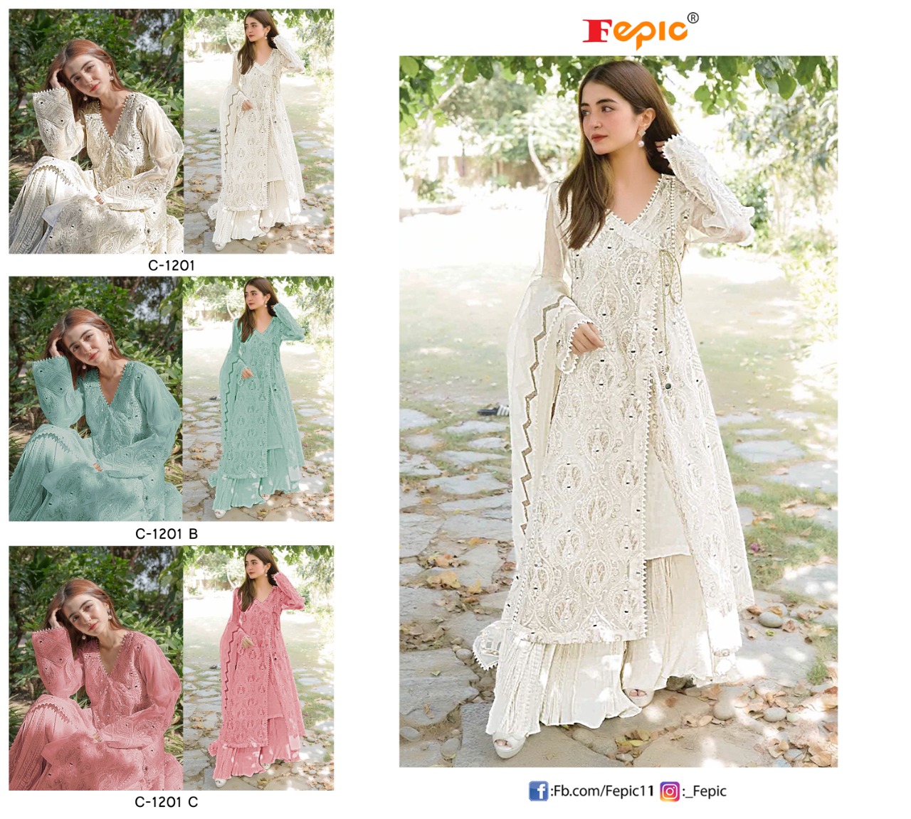 fepic rosemeen c 1201 georgette catchy look salwar suit catalog