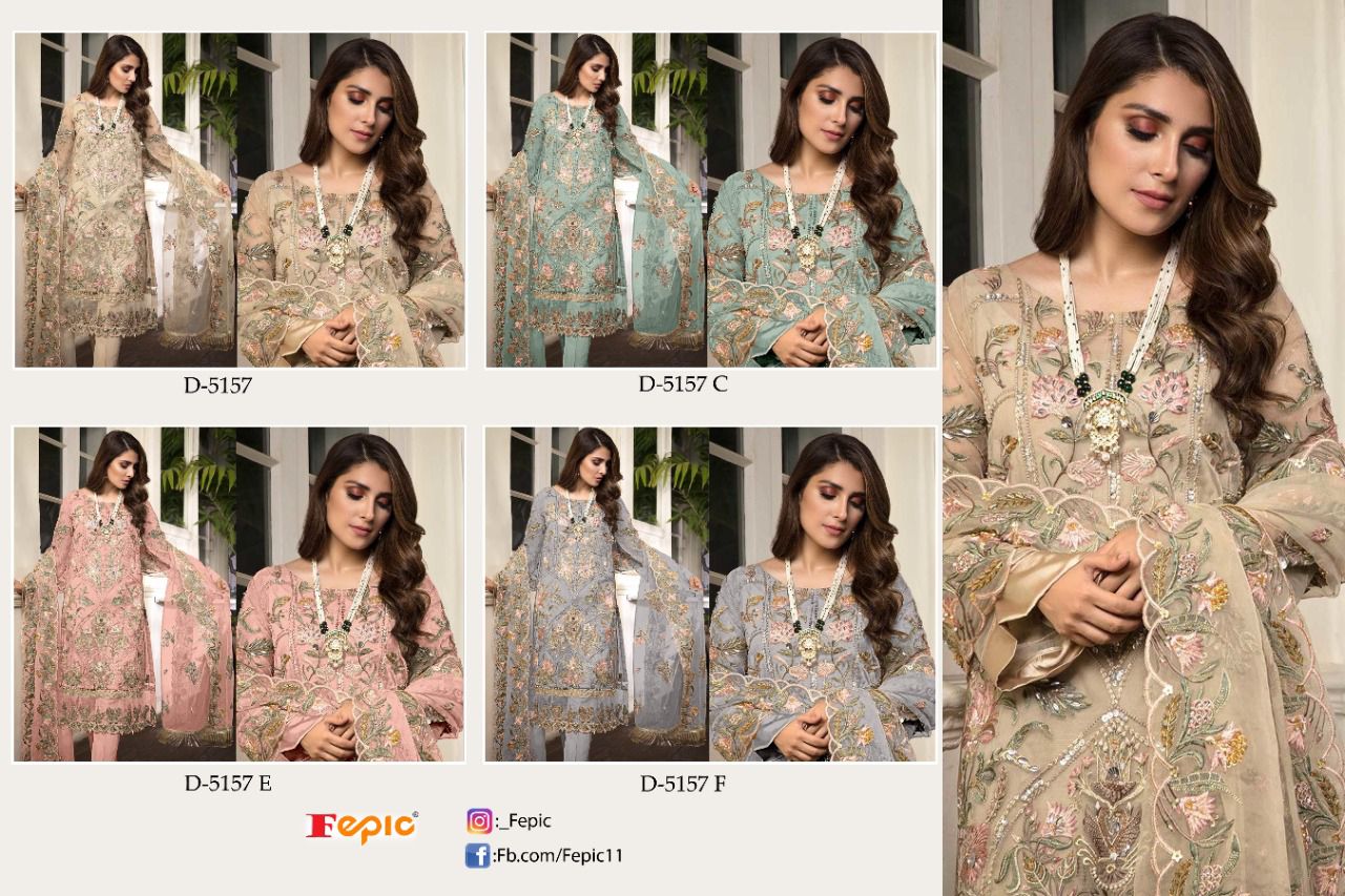 fepic rosemeen d 5157 georgette decent look salwar suit catalog