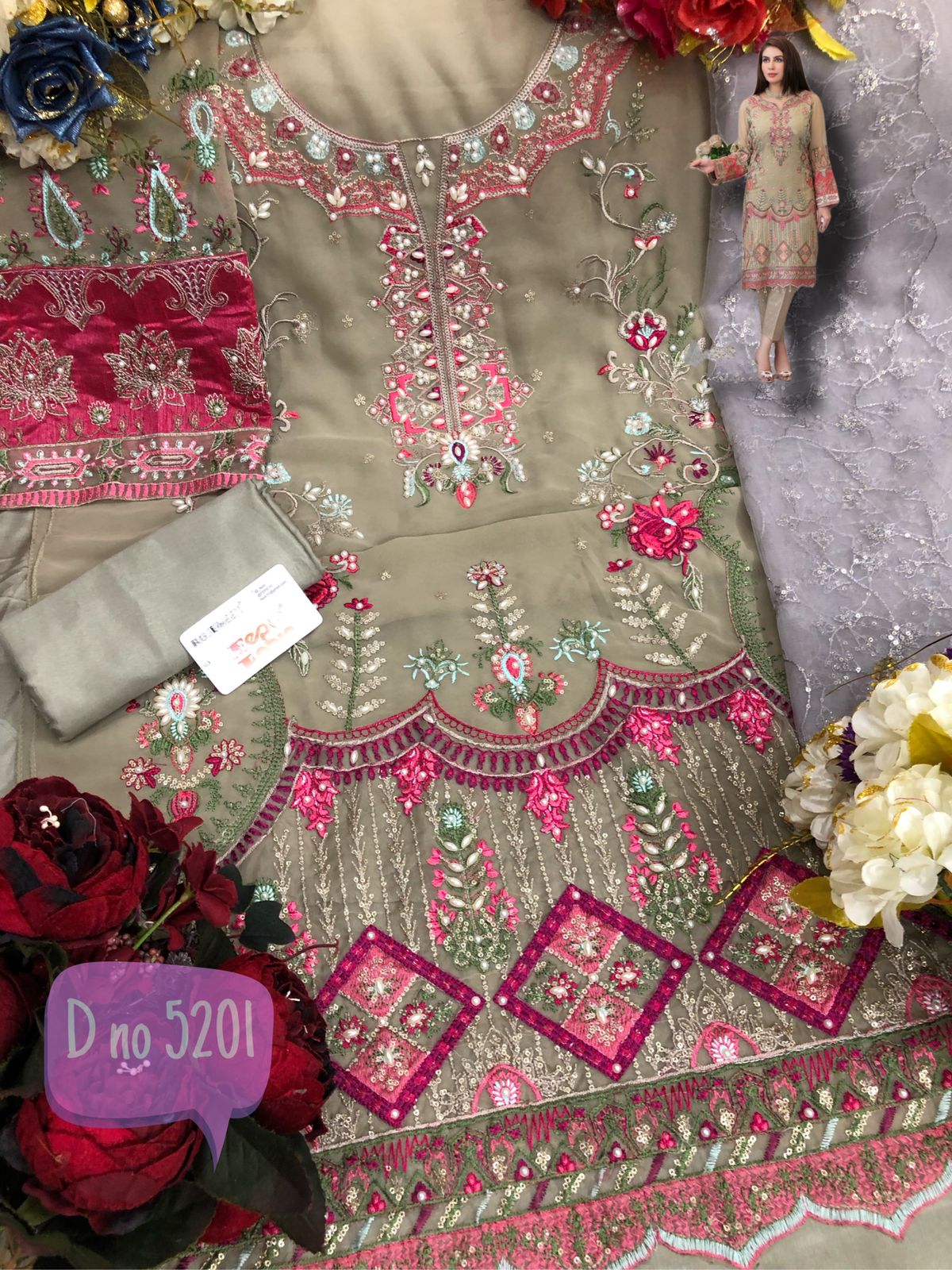 fepic rosemeen d 5201 georgette attractive look salwar suit single