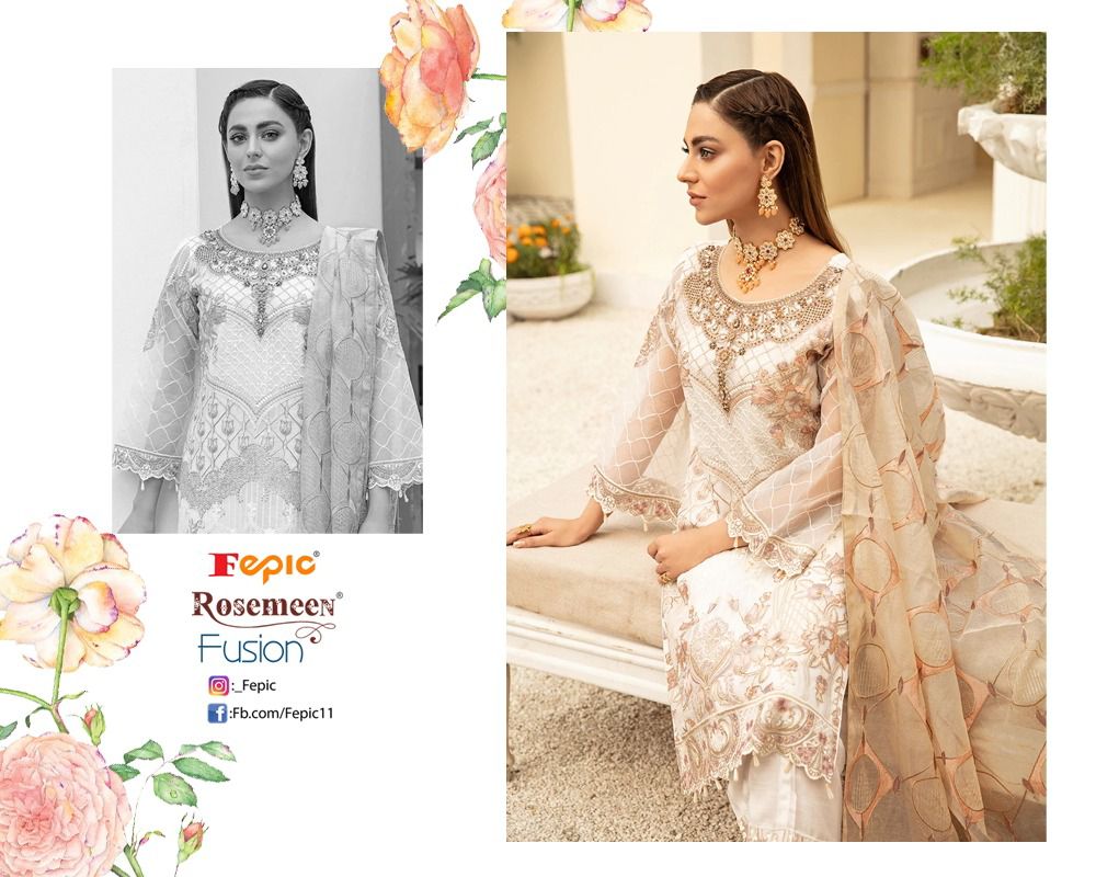 fepic rosemeen fusion georgette regal look salwar suit catalog