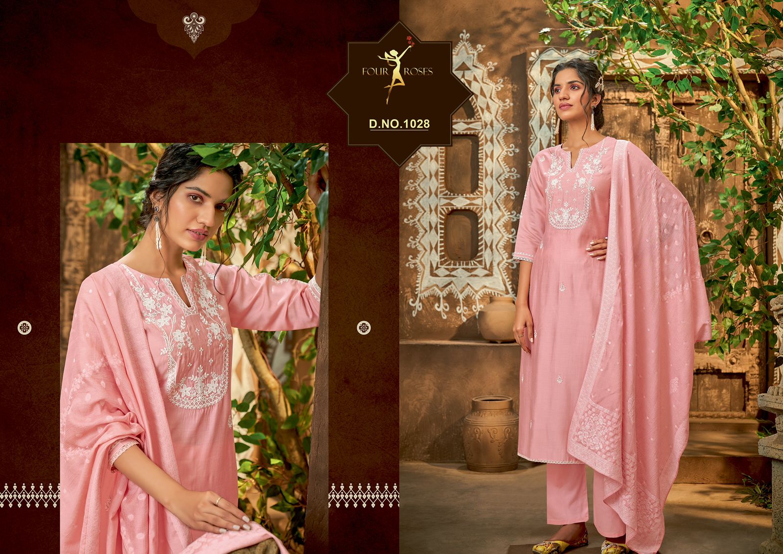 four rose four rose 1028 1029 1031 1032 1033 viscose catchy look top bottom and dupatta SIZE SET