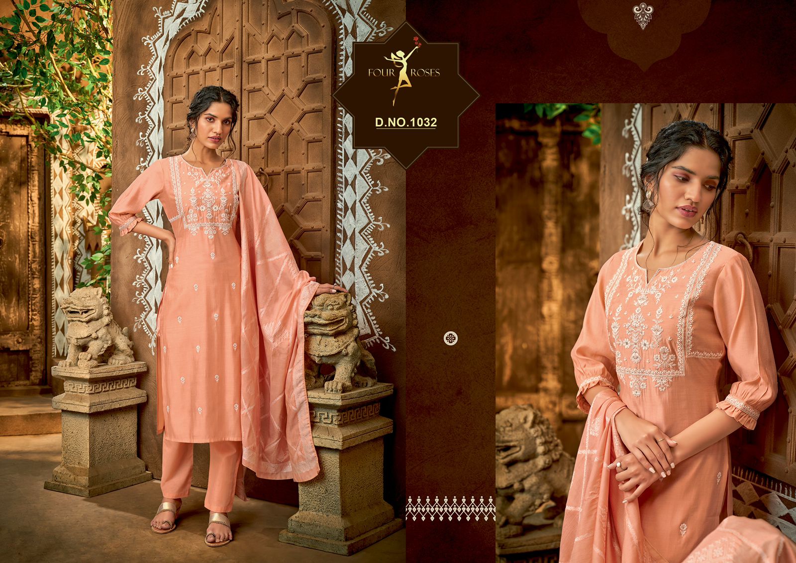 four rose four rose 1028 1029 1031 1032 1033 viscose catchy look top bottom and dupatta SIZE SET