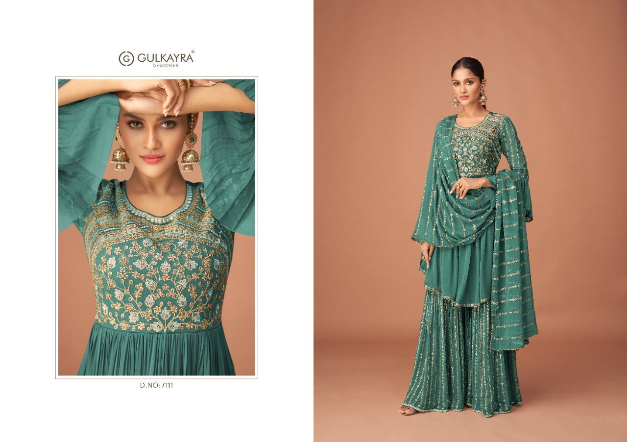 gulkayra disigner sangini georgette astonishing look salwar suit catalog