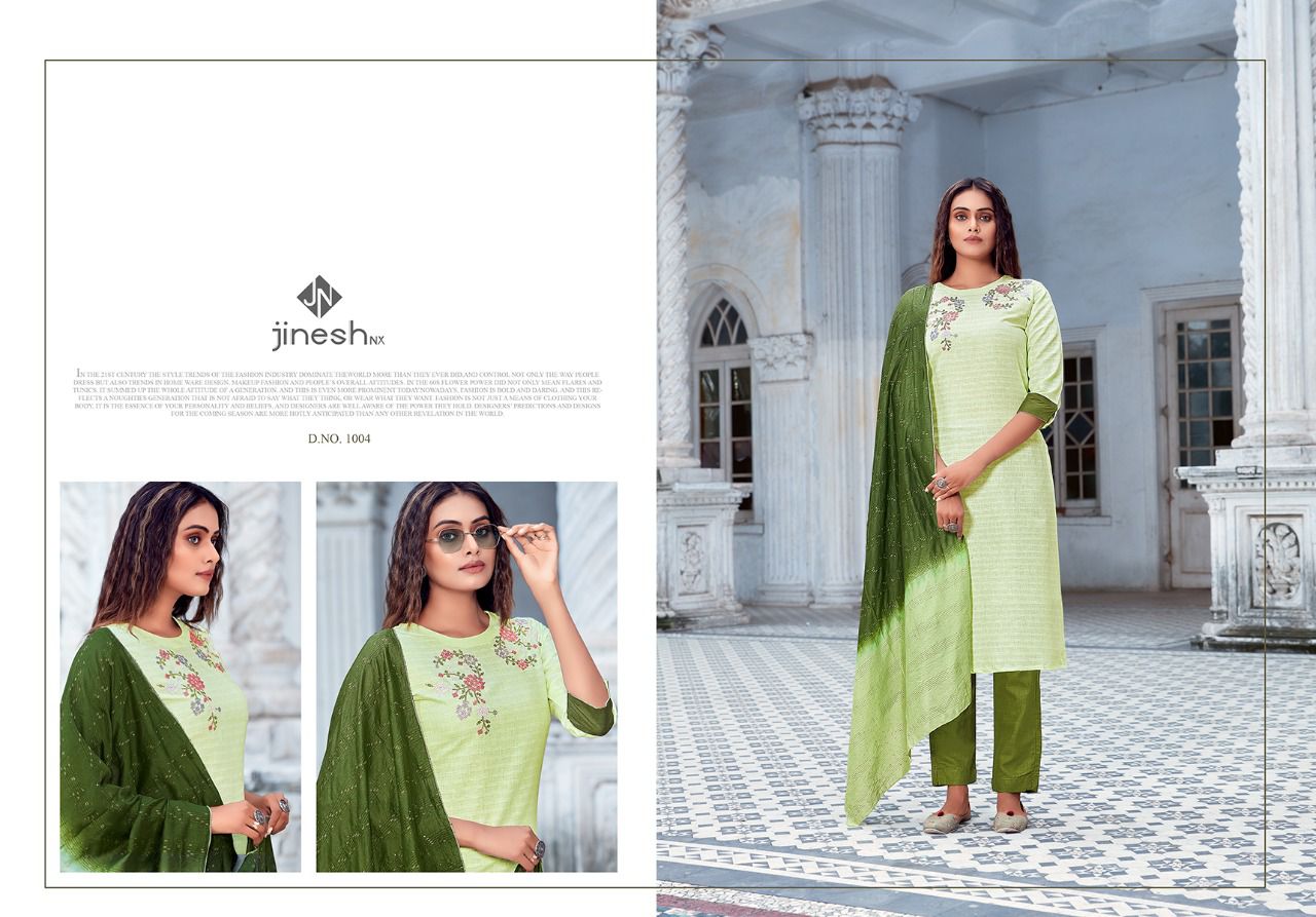 jinesh nx aarvi vol 1 cotton decent look top bottom with dupatta catalog