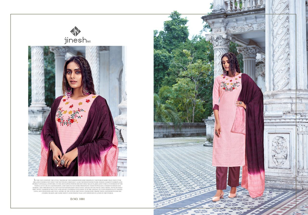 jinesh nx aarvi vol 1 cotton decent look top bottom with dupatta catalog