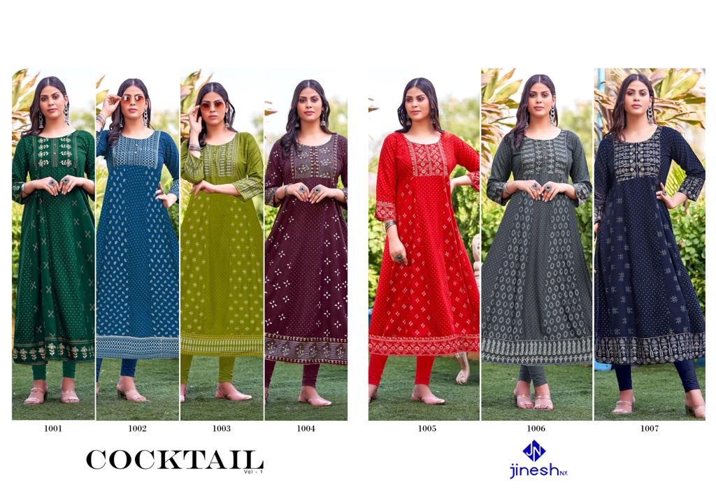 jinesh nx cocktail vol 1 rayon decent look kurti catalog