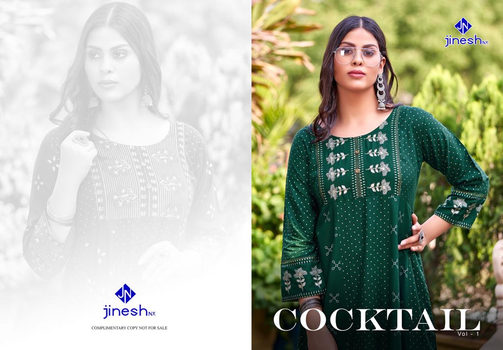 jinesh nx cocktail vol 1 rayon decent look kurti catalog