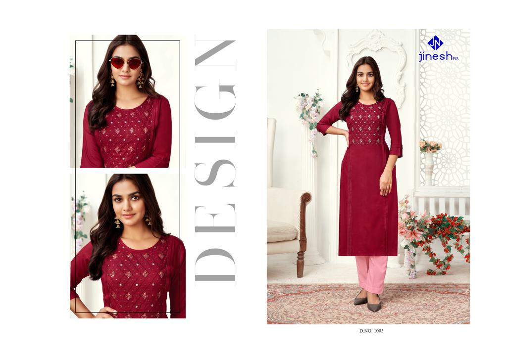 jinesh nx zarina viscose catchy look kurti catalog