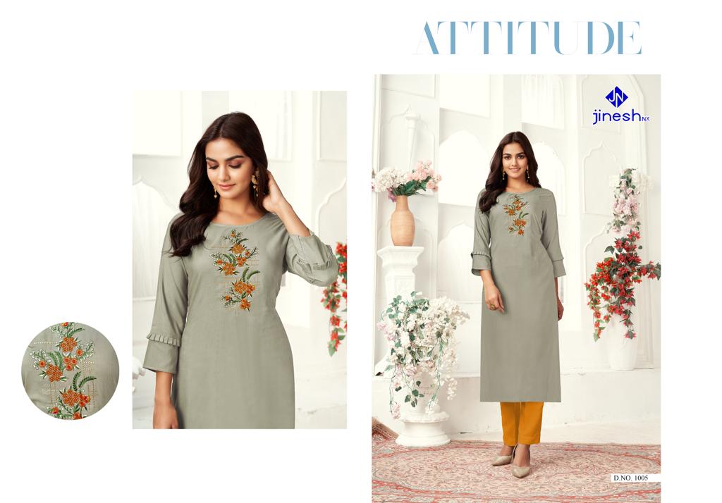 jinesh nx zarina viscose catchy look kurti catalog