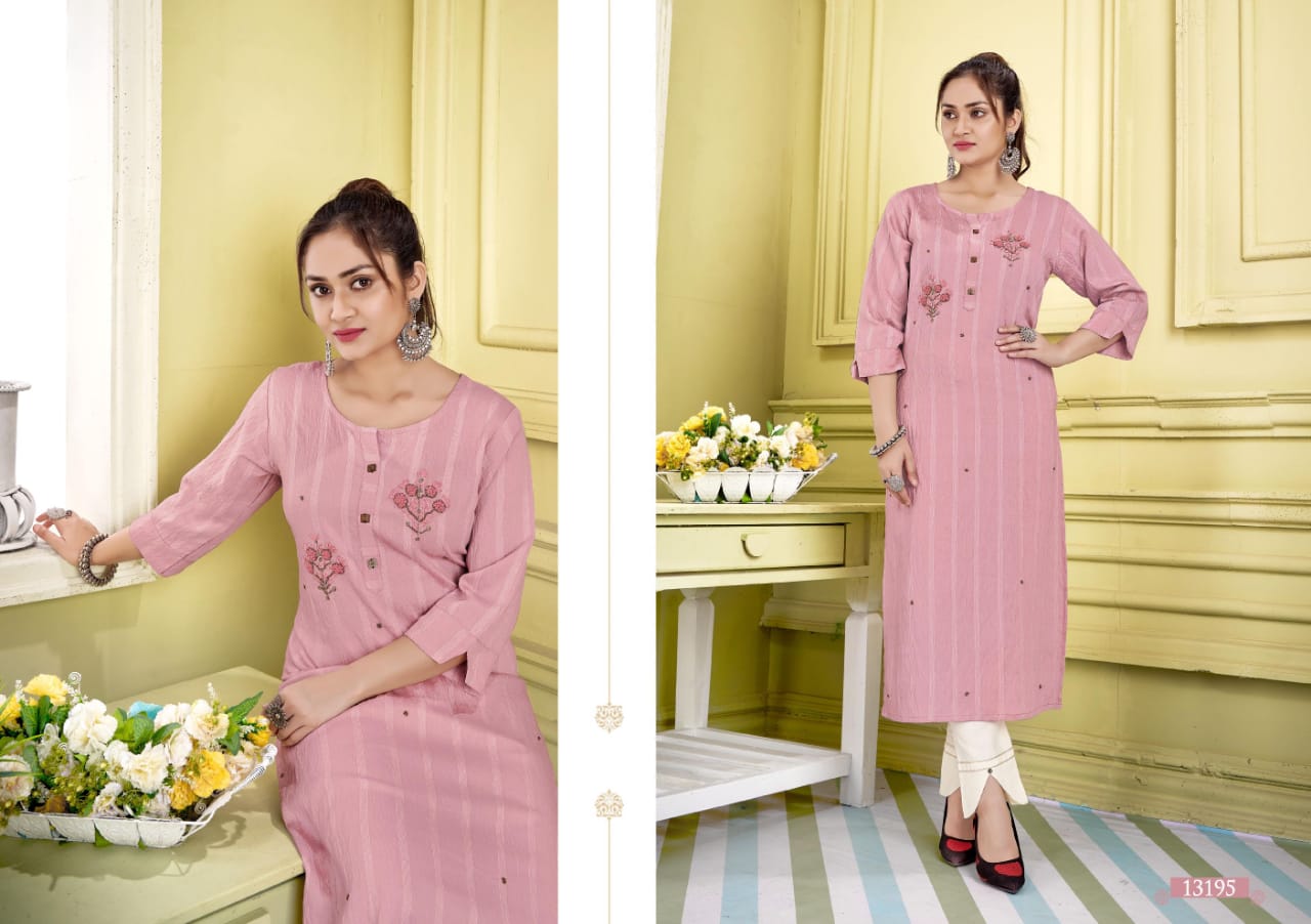 kalaroop by kajree jolly fancy silk decent embroidary look kurti catalog