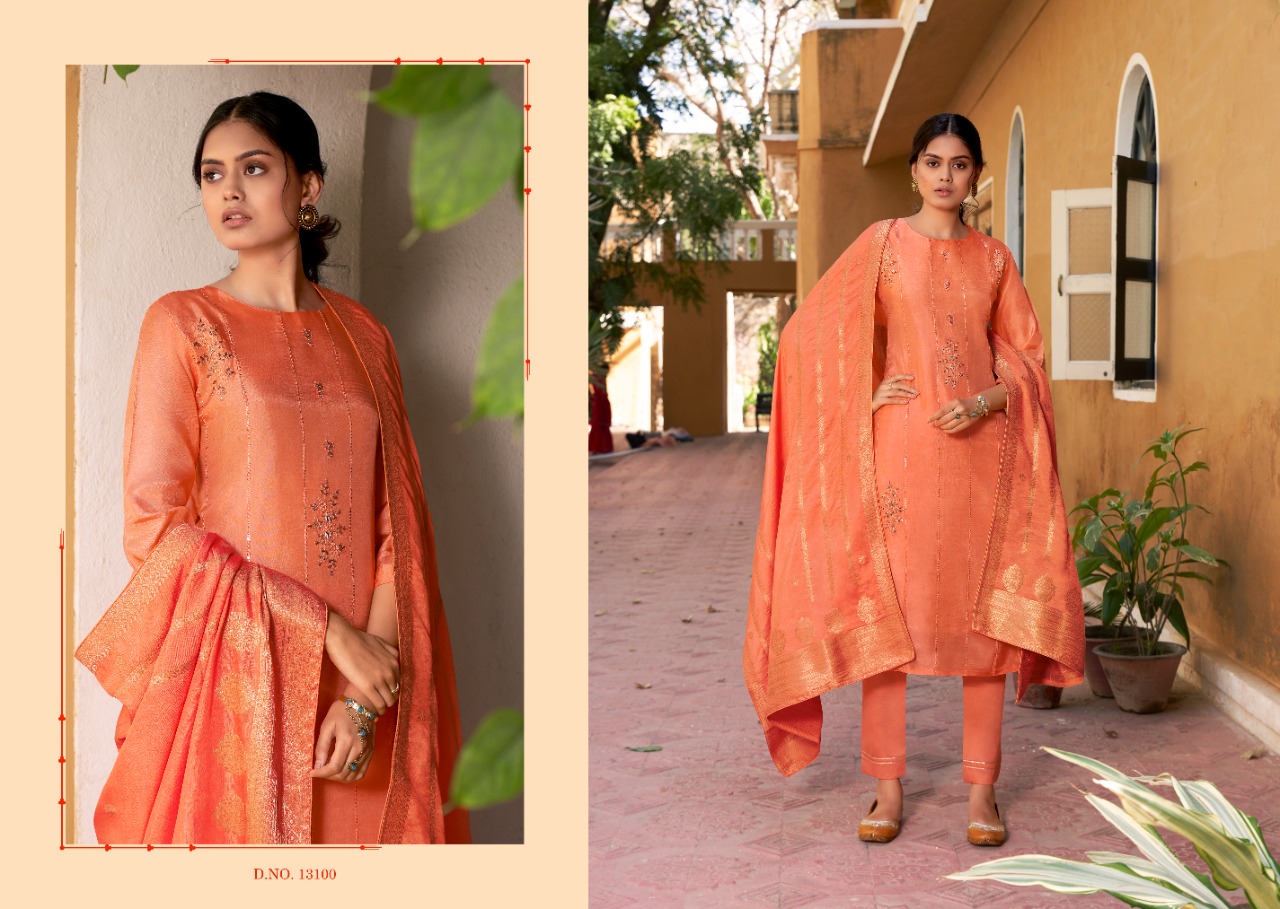 kalaroop by kajree nazakat silk astonishing top with pant and dupatta catalog