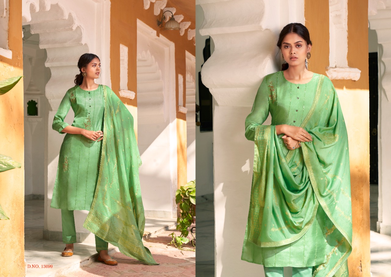 kalaroop by kajree nazakat silk astonishing top with pant and dupatta catalog