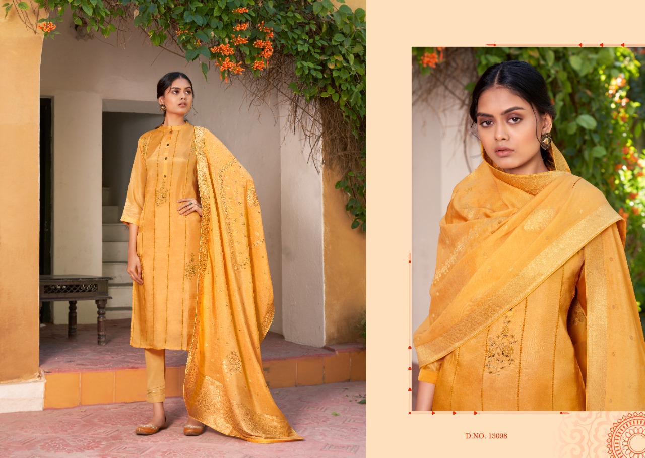 kalaroop by kajree nazakat silk astonishing top with pant and dupatta catalog