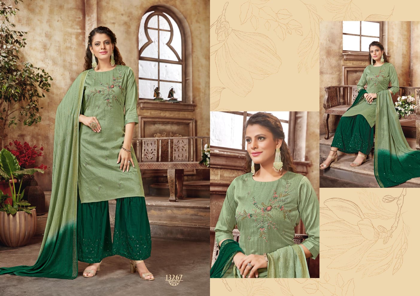 kalaroop by kajree shilpi decent embroidary look top bottom with dupatta catalog