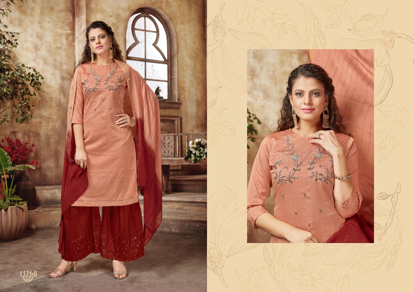 kalaroop by kajree shilpi decent embroidary look top bottom with dupatta catalog