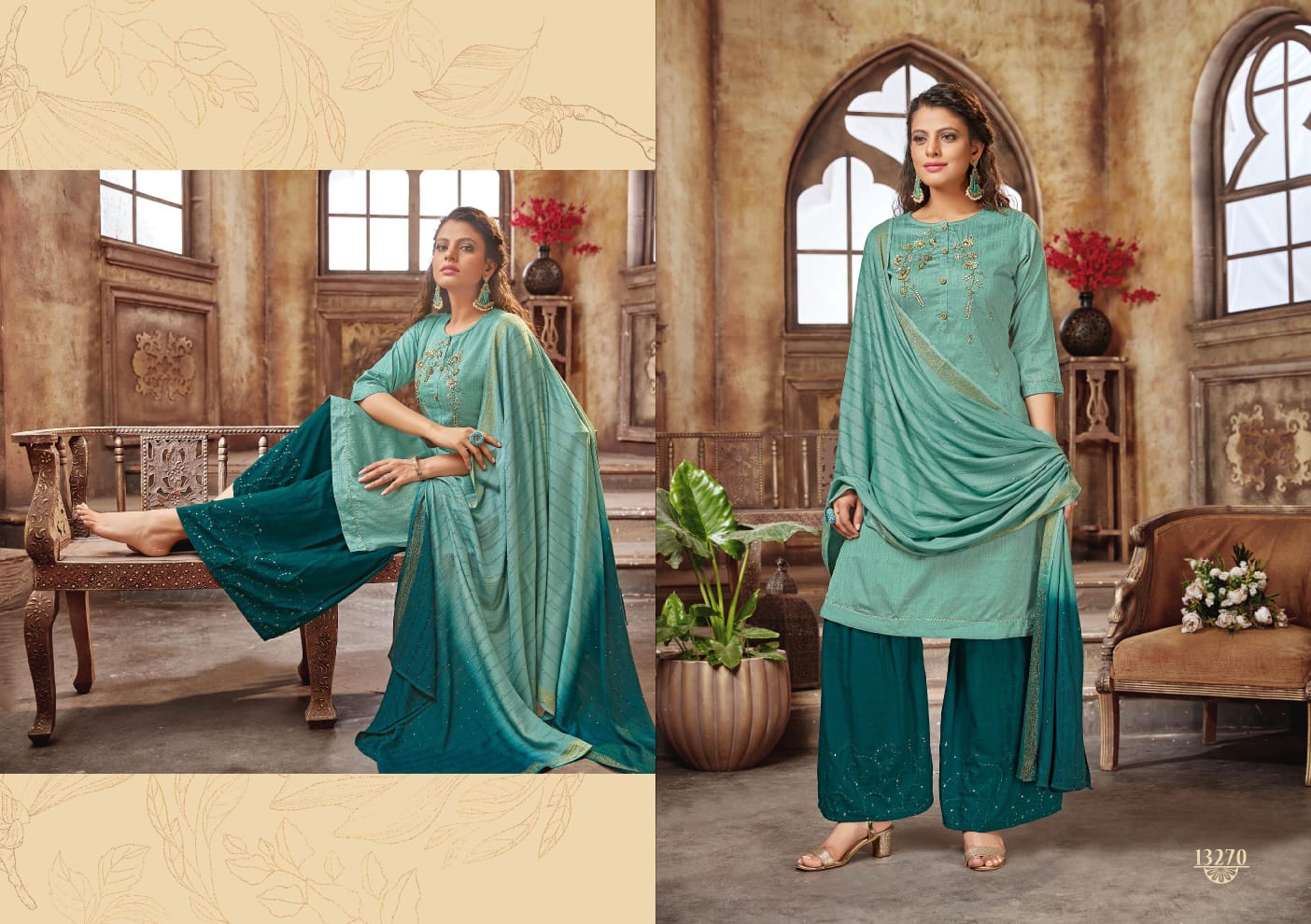 kalaroop by kajree shilpi decent embroidary look top bottom with dupatta catalog