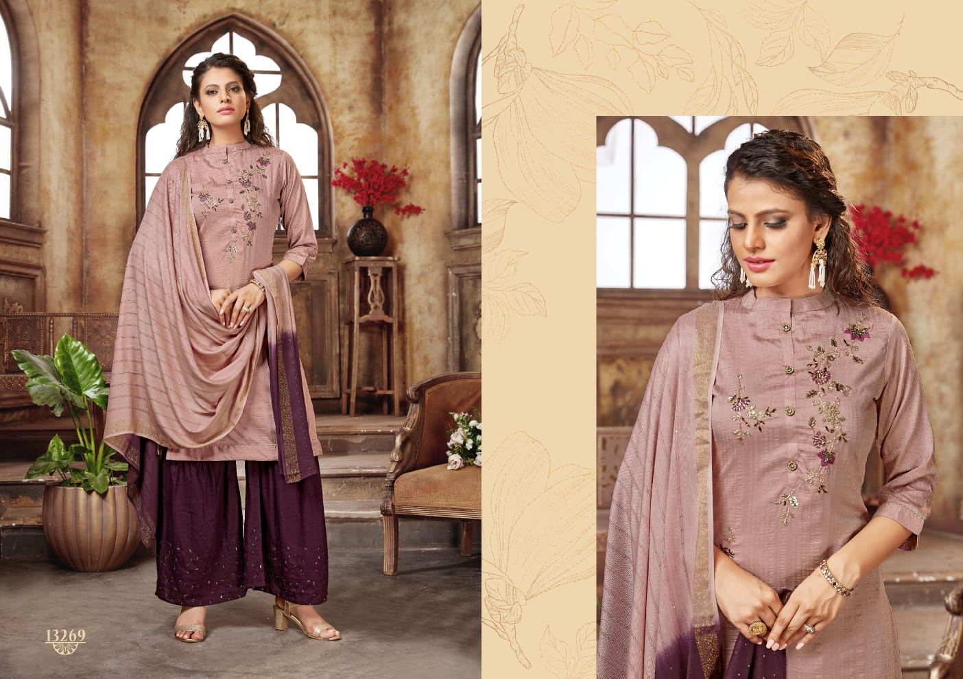 kalaroop by kajree shilpi decent embroidary look top bottom with dupatta catalog