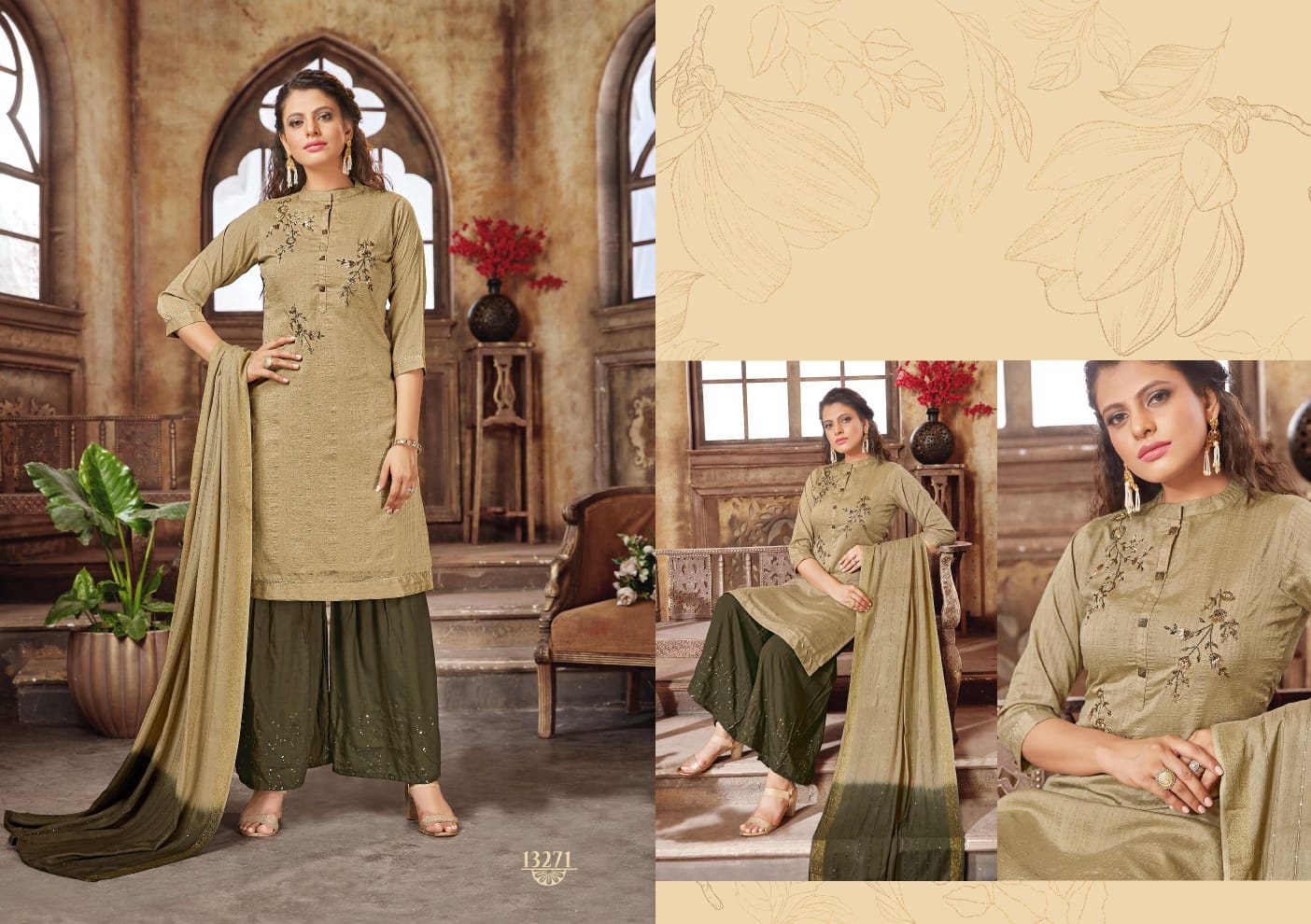 kalaroop by kajree shilpi decent embroidary look top bottom with dupatta catalog