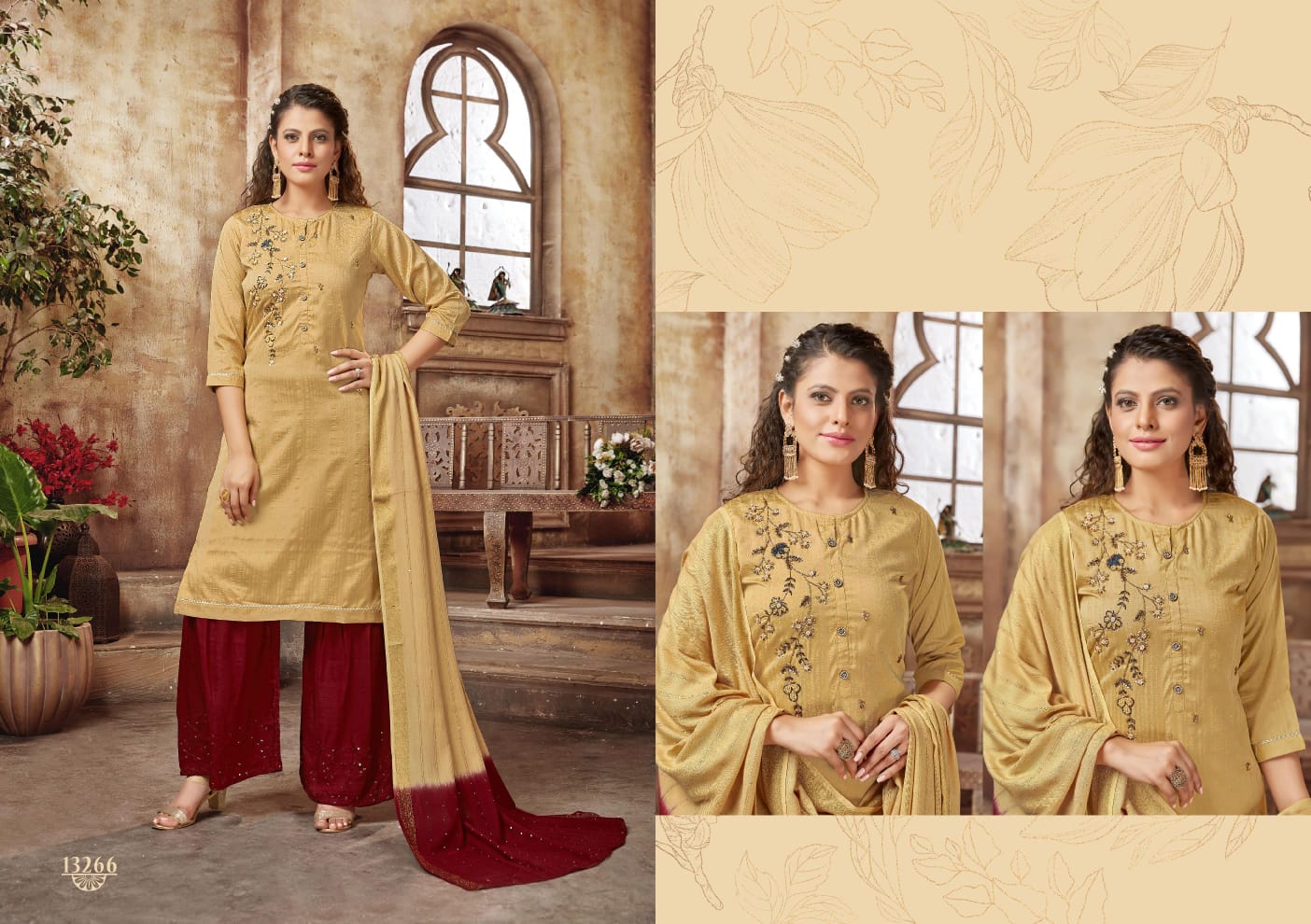 kalaroop by kajree shilpi decent embroidary look top bottom with dupatta catalog