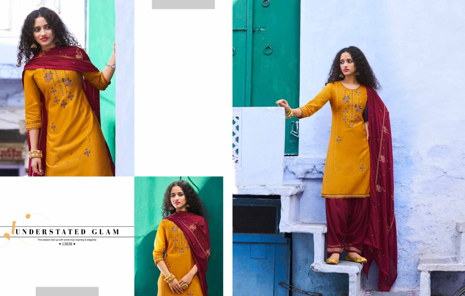 kalaroop by kajree zarkan by patiyala silk decent embroidary look top bottom with dupatta catalog