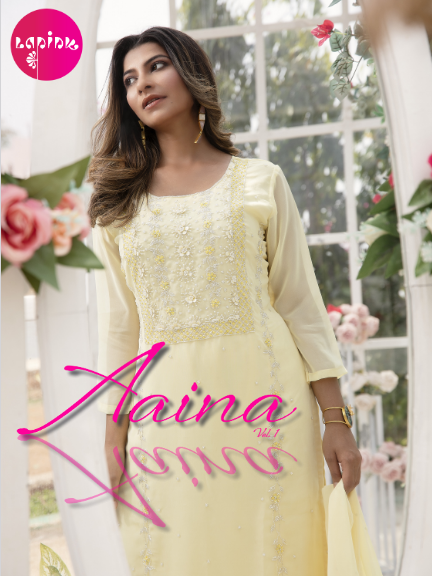 lapink aaina vol 1 chinon and georgette regal look kurti pant with dupatta catalog