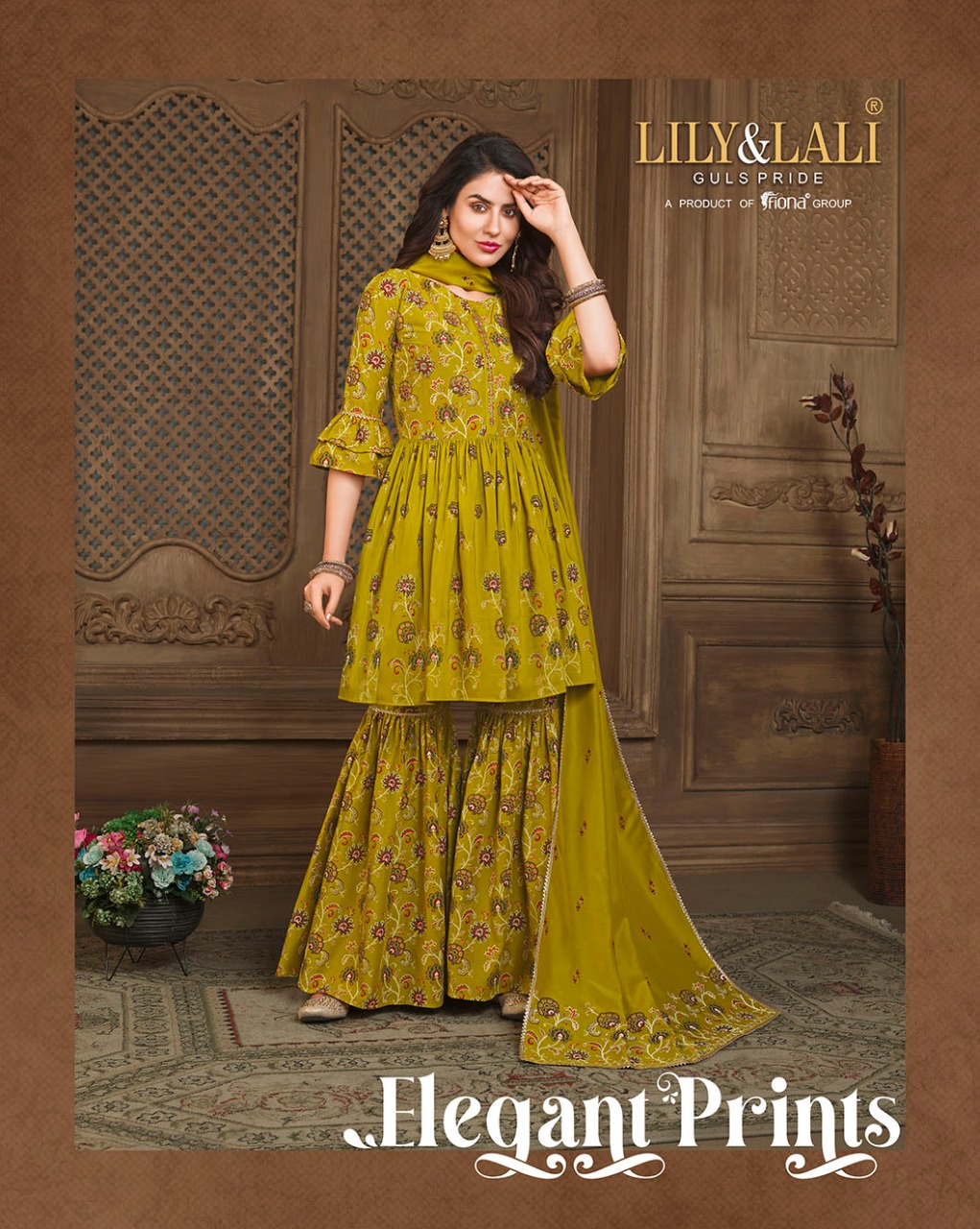 lily and lali elegant prints muslin elegant look top with Gharara and sharara dupatta catalog