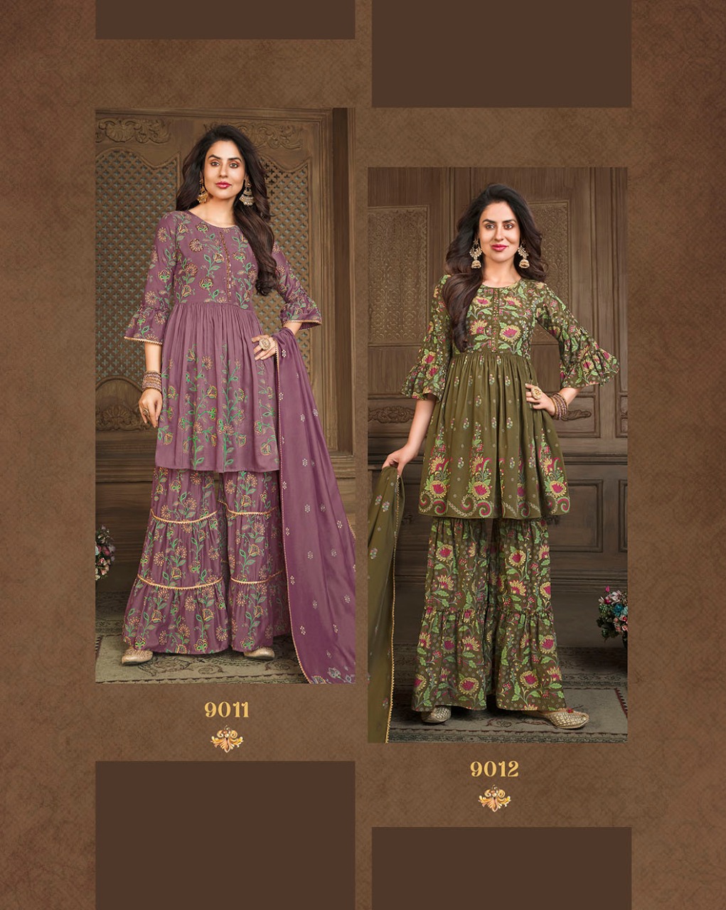 lily and lali elegant prints muslin elegant look top with Gharara and sharara dupatta catalog