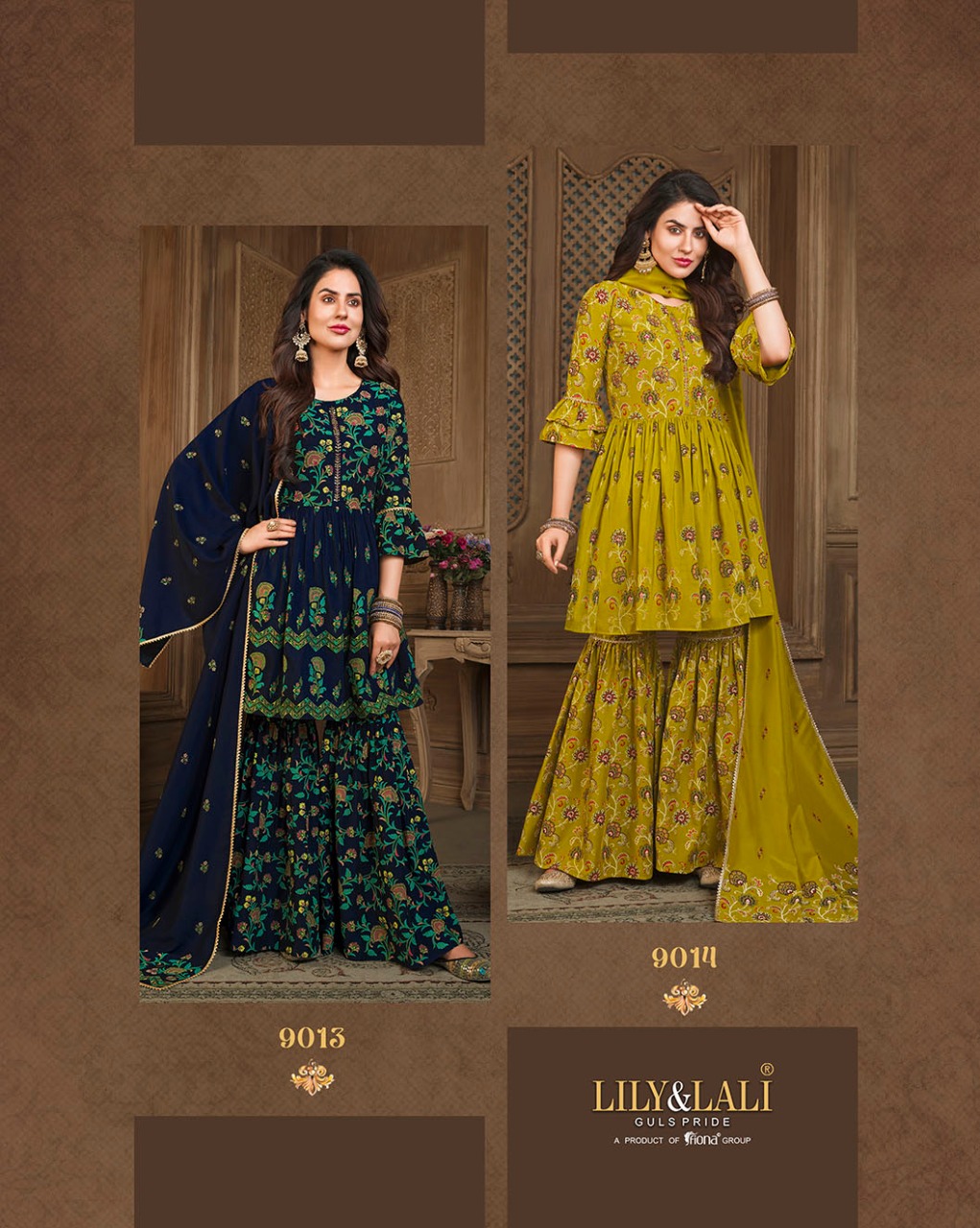 lily and lali elegant prints muslin elegant look top with Gharara and sharara dupatta catalog