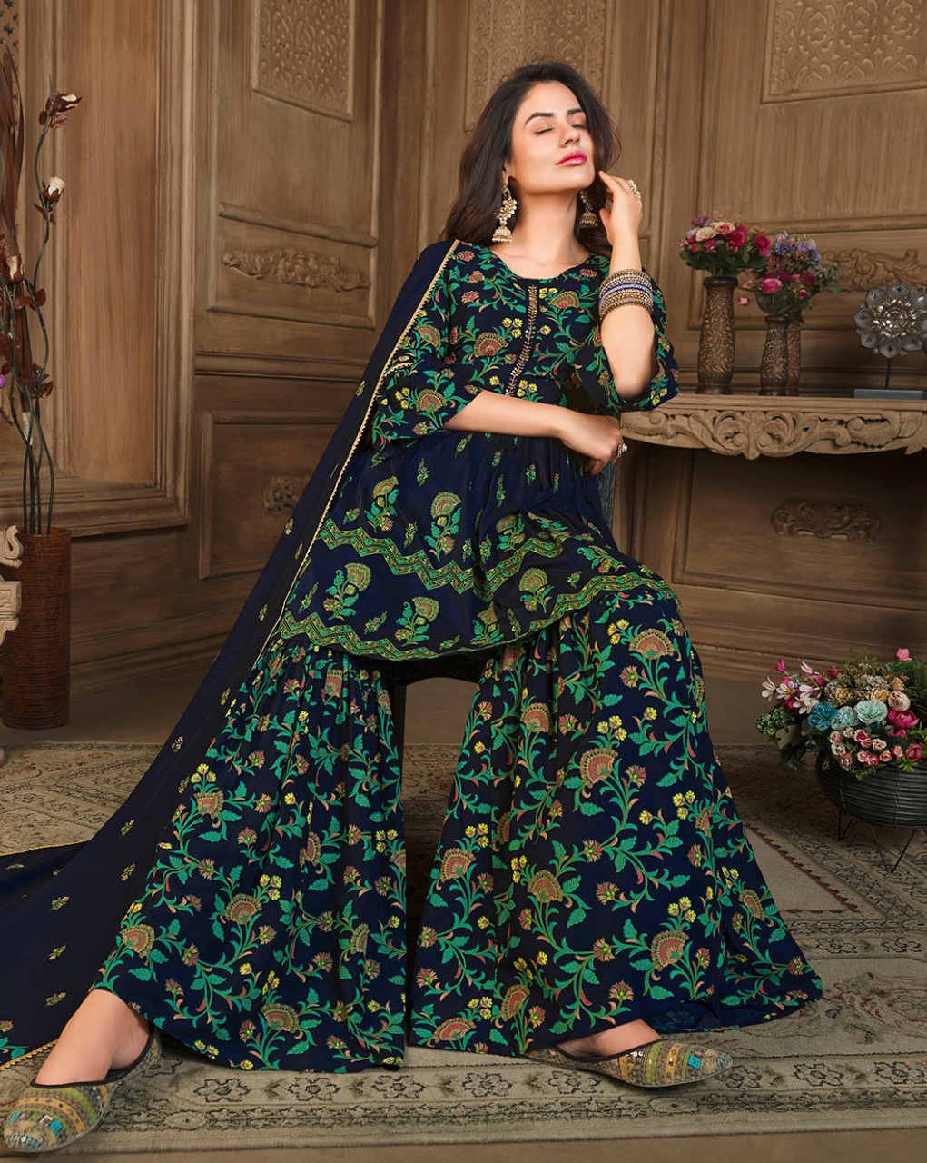 lily and lali elegant prints muslin elegant look top with Gharara and sharara dupatta catalog