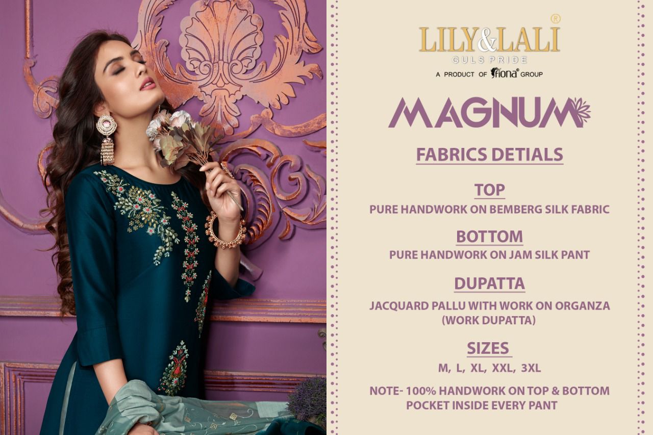 lily and lali magnum Bemberg Silk new and modern style top with bottom and dupatta catalog