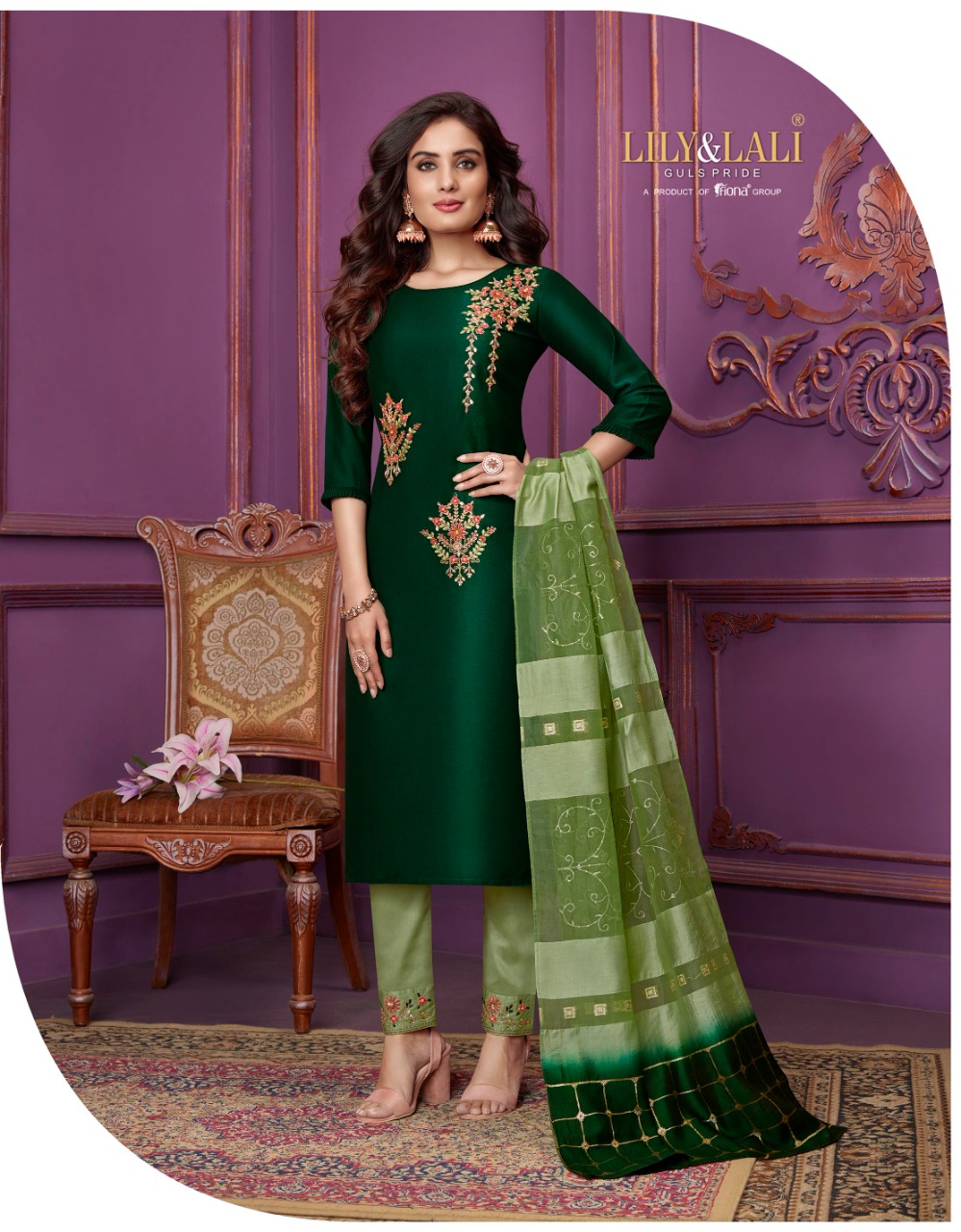 lily and lali magnum Bemberg Silk new and modern style top with bottom and dupatta catalog