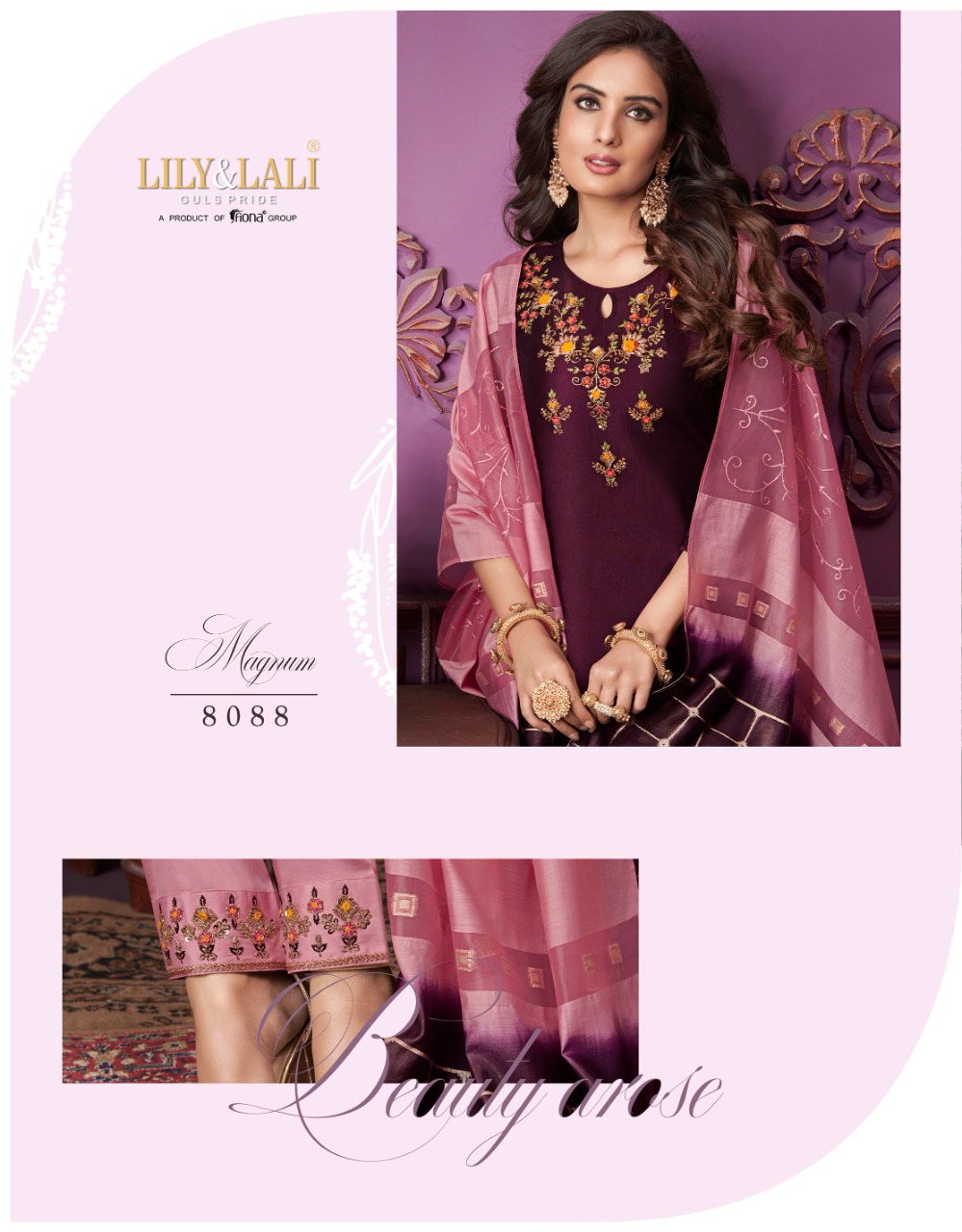 lily and lali magnum Bemberg Silk new and modern style top with bottom and dupatta catalog