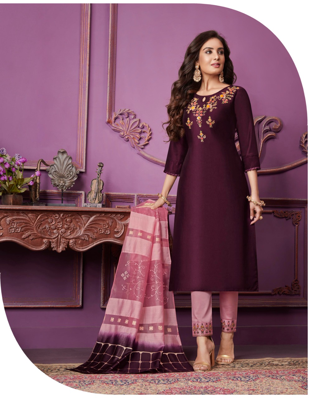 lily and lali magnum Bemberg Silk new and modern style top with bottom and dupatta catalog