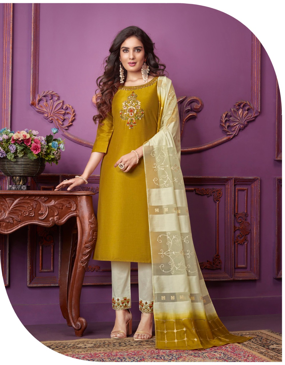 lily and lali magnum Bemberg Silk new and modern style top with bottom and dupatta catalog