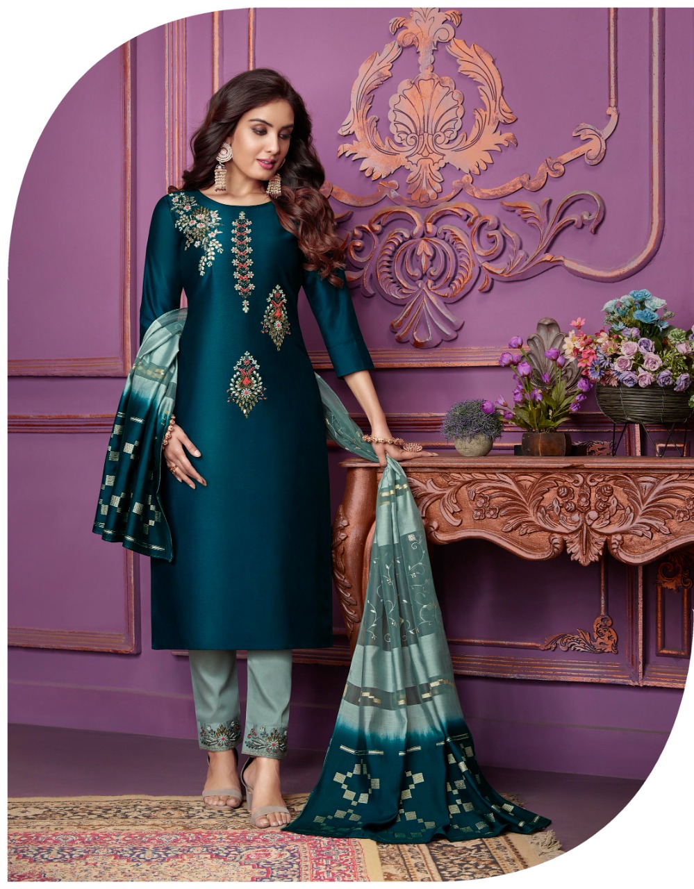 lily and lali magnum Bemberg Silk new and modern style top with bottom and dupatta catalog