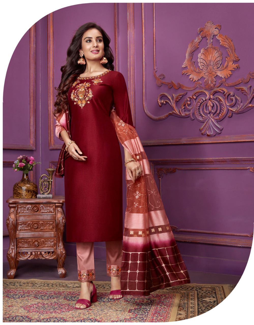 lily and lali magnum Bemberg Silk new and modern style top with bottom and dupatta catalog