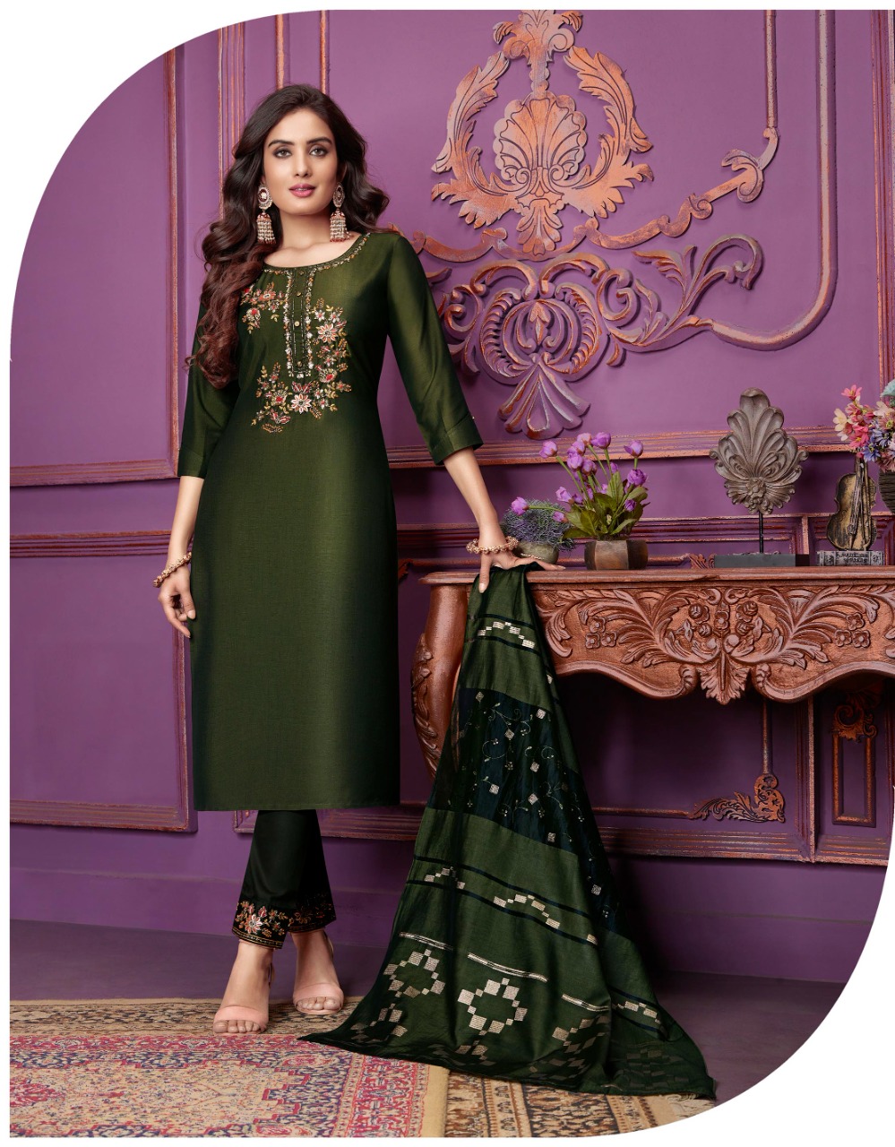 lily and lali magnum Bemberg Silk new and modern style top with bottom and dupatta catalog