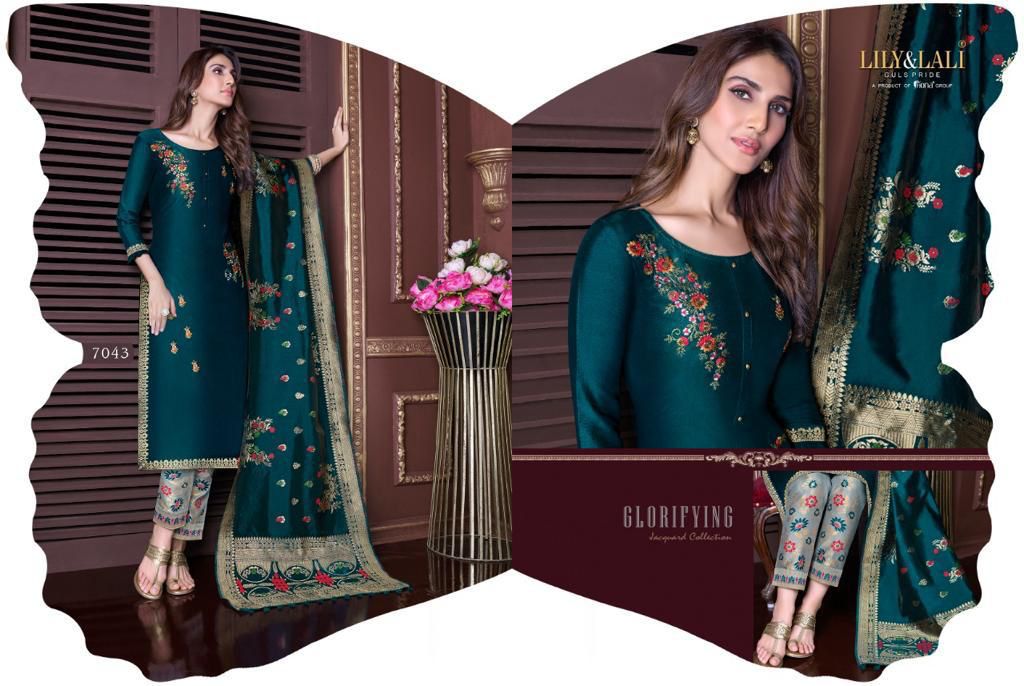 lily and lali meenakari Bemberg Silk new and modern style top with bottom and dupatta catalog