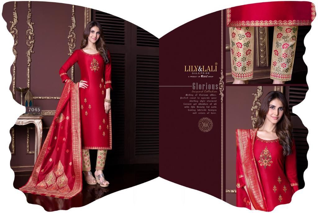 lily and lali meenakari Bemberg Silk new and modern style top with bottom and dupatta catalog