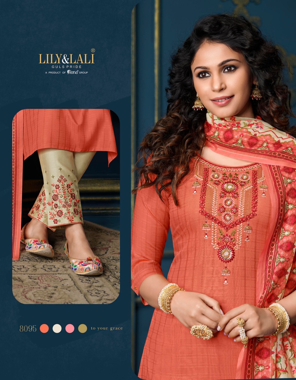 lily and lali meher viscose festive look top with bottom and dupatta catalog