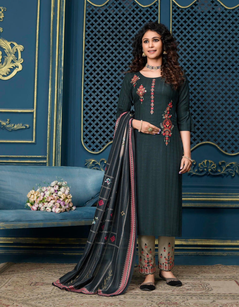 lily and lali meher viscose festive look top with bottom and dupatta catalog