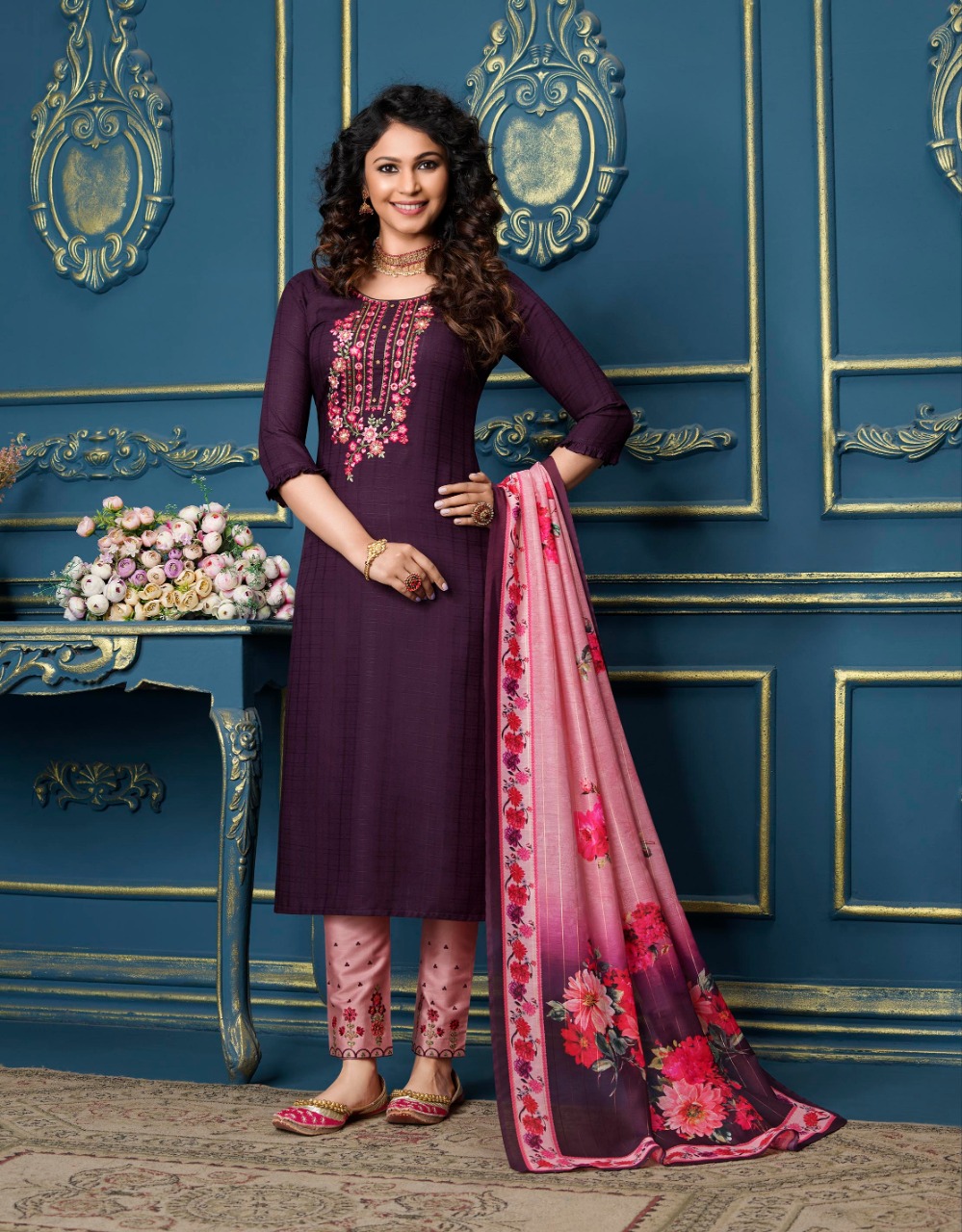 lily and lali meher viscose festive look top with bottom and dupatta catalog