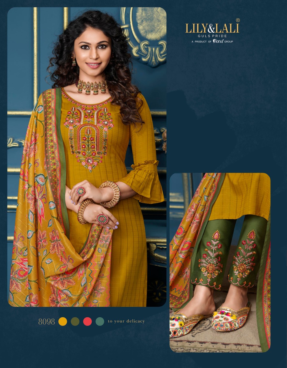 lily and lali meher viscose festive look top with bottom and dupatta catalog