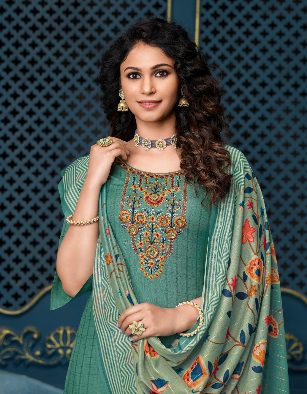 lily and lali meher viscose festive look top with bottom and dupatta catalog