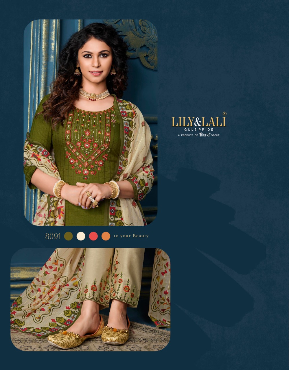 lily and lali meher viscose festive look top with bottom and dupatta catalog