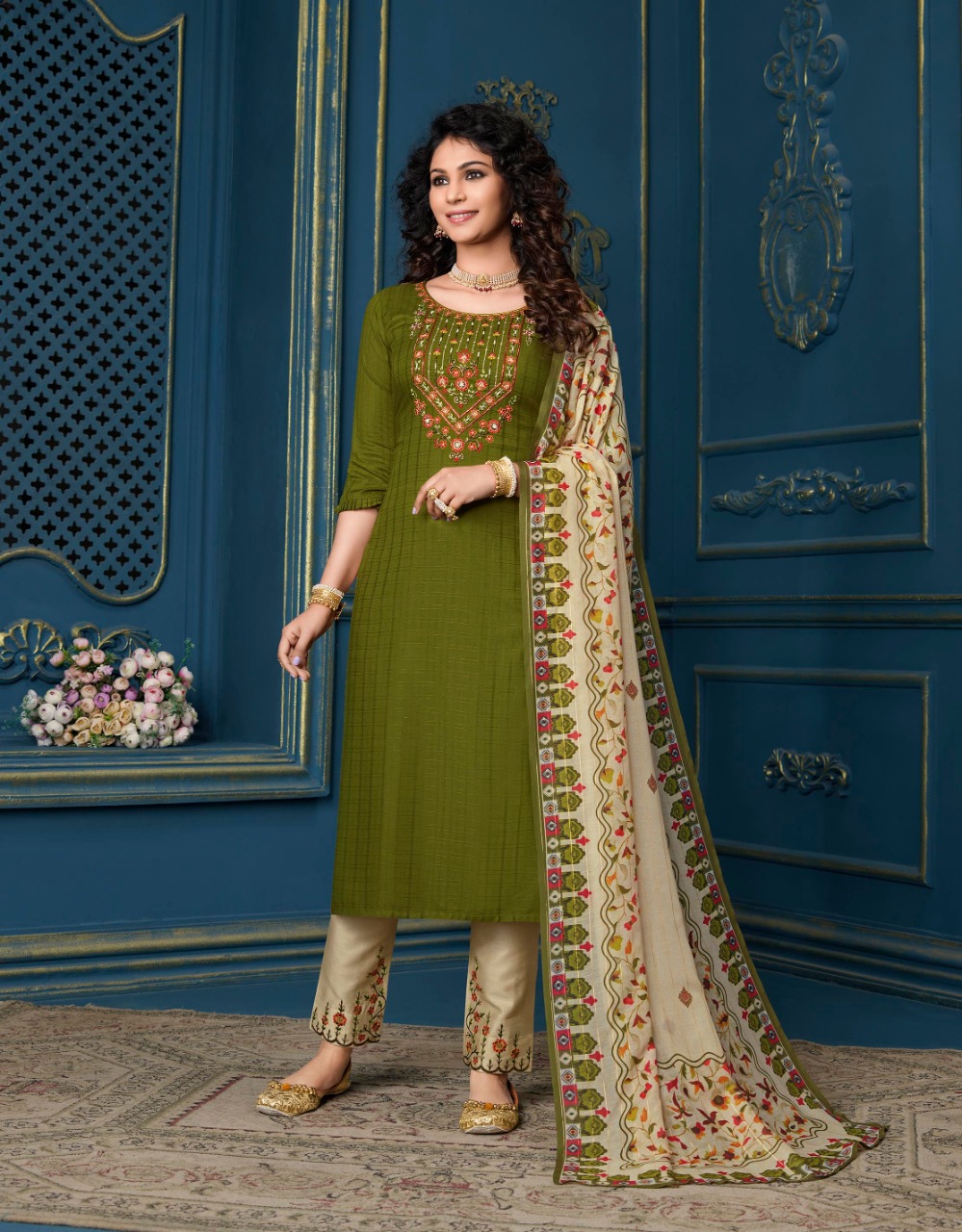 lily and lali meher viscose festive look top with bottom and dupatta catalog