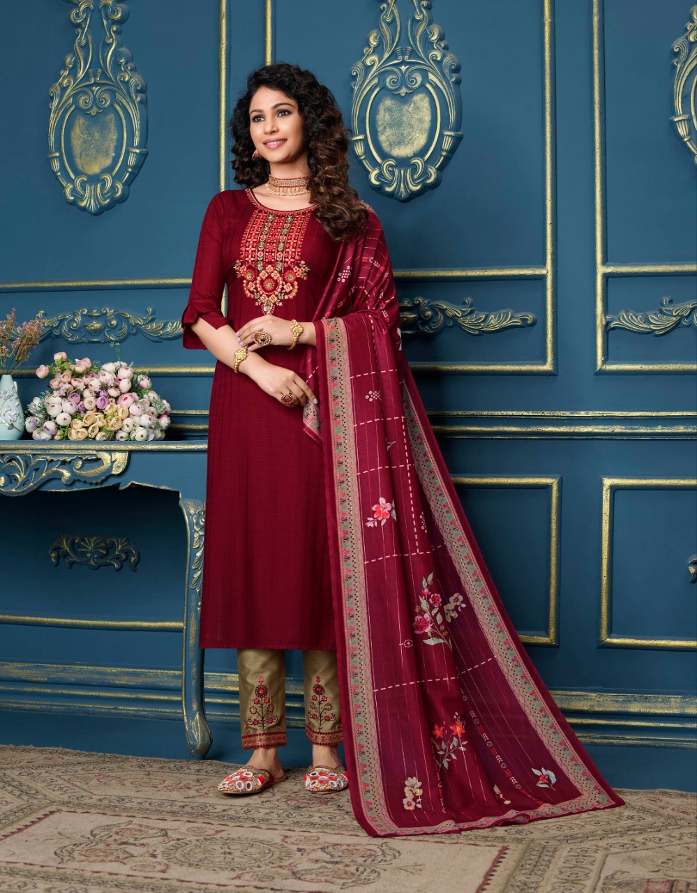 lily and lali meher viscose festive look top with bottom and dupatta catalog