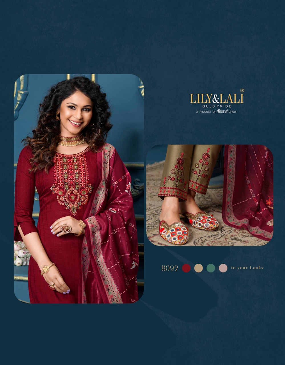 lily and lali meher viscose festive look top with bottom and dupatta catalog