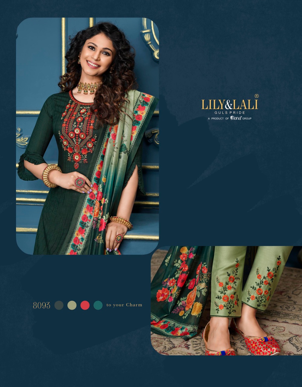 lily and lali meher viscose festive look top with bottom and dupatta catalog